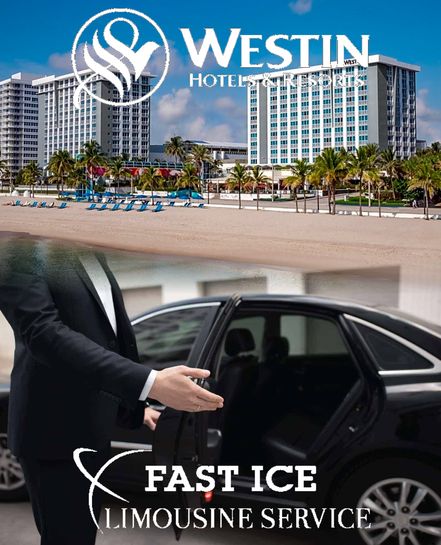 Westin Fort Lauderdale Beach Resort with Fast Ice Limousine Service chauffeur opening car door